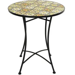 Gartentisch GARDEN PLACE Mosaik-Tisch grün Ø 60x72 cm aus Metall, bis zu 6 Sitzp
