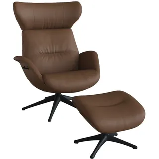flexlux Relaxsessel More Leder 90 x 107 x 89 cm Braun mit Kopfteil