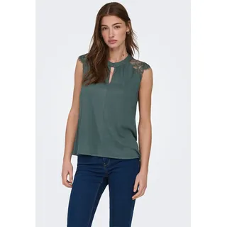 Kurzarmshirt ONLY "ONLNICOLA S/S TOP CS JRS", Damen, Gr. XL, grün (balsam grün), Jersey, Obermaterial: 100% Viskose, unifarben, regular fit normal, Rundhals, Spitze, Shirts Kurzarmshirt, Viskose, regular fit, Rundhals