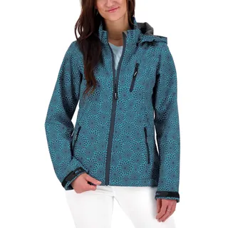 DEPROC-Active Damen Softshelljacke mit abnehmbarer Kapuze Übergangsjacke Windbreaker SHELBY PEAK petrol 54