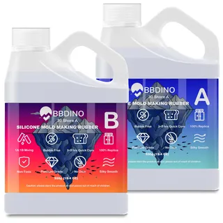 BBDINO Silikonform-Set, flüssiges Silikon für die Formenherstellung, 30 A klar, hochfester Silikongummi, 1,100g, 1:1 nach Volumen, ideal zum Gießen von Harz, Schmuck, Kerzen, Beton, Gips