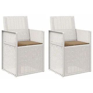 vidaXL Garten Esszimmerstühle 2 pcs Weiß und Taupe PP - Weiß