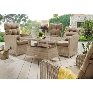 Destiny Gartenlounge-Set »MERANO« 1x 2er Sofa, 2x Sessel, 1x Tisch, inkl. Auflagen, 11 Stk. tlg., beige