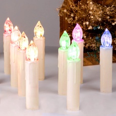 Bild LED Weihnachtskerzen Kabellos RGB Kerzen Bunt Weihnachtsbaumkerzen Christbaumkerzen mit Fernbedienung Timer,Lichtfrabe:RGB