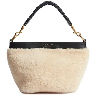 Ted Baker Sherbaa Shearling Leather Weave Handle Crossbody Black
