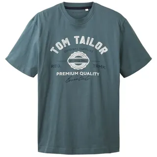 Tom Tailor Herren T-Shirt mit Logo-Print aus Baumwolle, grey mint, XL