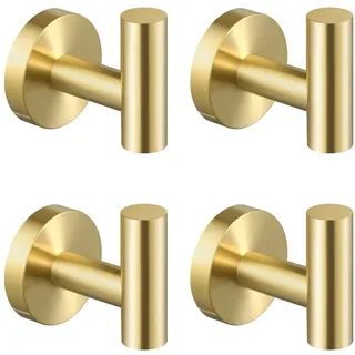 KES Handtuchhaken Gold Garderobenhaken Edelstahl SUS 304 Wandhaken Garderobe Haken Kleiderhaken 4 Stücke Gebürstetes Gold, A2164-BZ-P4