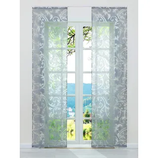 ESLIR Schiebegardinen Ausbrenner Flächenvorhänge Set 2er Voile Grau 57x175 | Schiebevorhang mit Klettband, Gardinen für Schienensystem, mit Klettschiene, Vorhang Transparent, Gardinenschals, 2 Stück