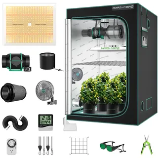 MARS HYDRO TSW2000 Growzelt Komplettset Led Grow Tent Kit LED Grow Light Grow Lampe 120X120X200cm Indoor Grow Set mit 6" Belüftungssatz