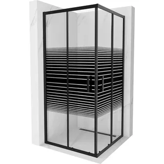 Mexen Rio quadratische Duschkabine 90 x 90 cm, Gestreift, Schwarz - 860-090-090-70-20 - Schwarz