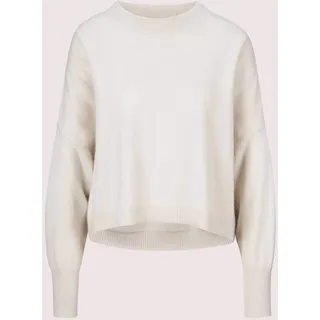 Longpullover MADELEINE "Strickpullover Kaschmir Pullover mit Rundhalsausschnitt", Damen, Gr. 40/42, weiß (wollweiß), Obermaterial: 90% Schurwolle WV. 10% Kaschmir WS., Modern, normal, Pullover Longpullover, Oversized Look
