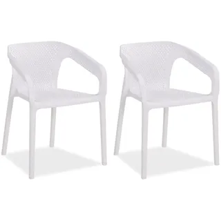 Homestyle4u Gartenstuhl 55 x 54 x 75 cm weiß 2 St.