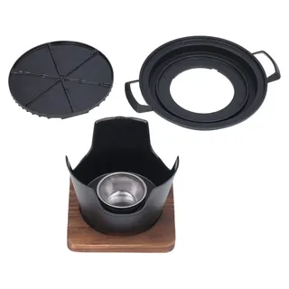 Tischgrill Tragbar - Mini BBQ Grill Set - Holzkohle Grill - Runde Grill - Gussaluminium - Für 1-2 Personen