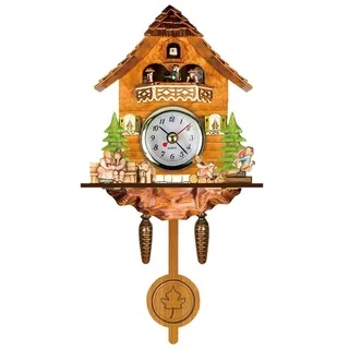 Hidyliu Kuckucksuhr Antik Holz Kuckuck Vogelhaus Wanduhr Home Decor Hängende Kuckucksuhr Auto Swing Glocke Pendel Home Decor