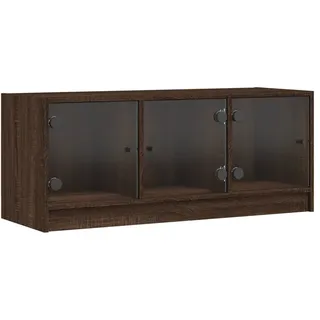 vidaXL TV-Schrank mit Glastüren 102x37x42 cm Braun Eichen-Optik