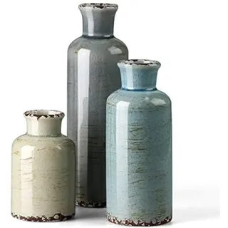 CwlwGO - Keramikvase 3-teiliges Set, kleine Vase für Landhausdekoration, Moderne Bauernhaus-Wohnzimmerdekoration, Weihnachts-Tischdekoration, Bücherregal, Kamin und Eingangsdekoration,