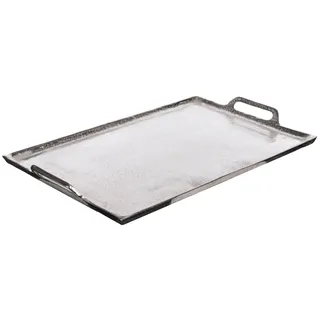 Brandsseller XXL Serviertablett ca. 64 x 39 cm Servierplatte Rechteckig Aluminium RAW Optik Deko-Teller Deko-Schale Deko-Tablett