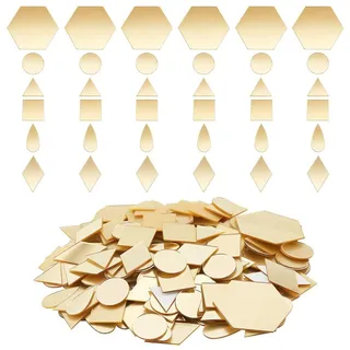 PH PandHall 300 Stück Goldene Spiegel In 6 Formen Zum Basteln Selbstklebende Spiegelfliesen Acryl Spiegelaufkleber Kleine Spiegelkreise Zum Einrahmen Basteln Kunst DIY Projekte Wand Tischdekoration