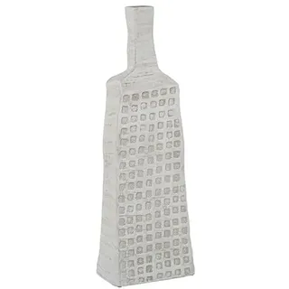 DRW Bodenvase in Flaschenform, Keramik, Sandweiß, 65 x 22 x 10 cm