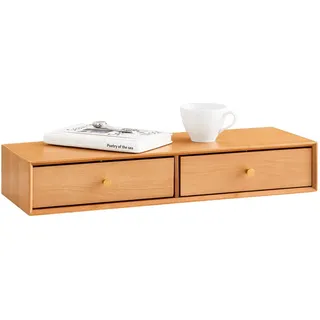 SoBuy Schweberegal mit 2 Schubladen, 60×20×10 cm, Natur , Holzwerkstoff , 60x10x20 cm , Wohnzimmer, Regale, Wandregale