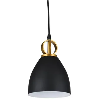 GTV - Deckenlampe KERALA | Hängelampe Ø16cm Wohnzimmerlampe Esstisch Esszimmerlampe E27 | Deckenleuchte für Wohnzimmer, Küche, Esszimmer | Lampenschirm aus Metall | Schwarz