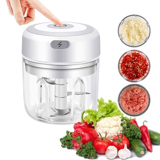 Elektrischer Food Processor, 250 ml Mini Lebensmittelhacker, Küchenprozessor und Mixer, drahtloser tragbarer elektrischer Knoblauchhacker mit USB Ladung für Obstpfeffer Chili Gemüse Zwiebel