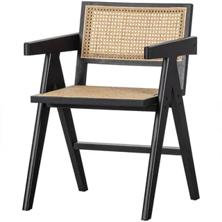 Woood Armlehnstuhl Holz/Rattan Schwarz