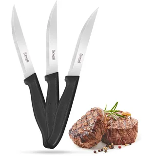 Fixwell® Steakmesser, schwarz I sehr scharfes Fleisch-Messer, ideal für den Esstisch und Grillfleisch – sehr langlebig, rostfrei | spülmaschinenfest & lebensmittelecht | 100% Made in Germany seit 1955