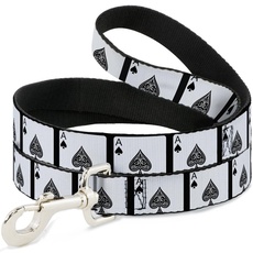 Buckle-Down Dog Leash Ace of Spades 4 Feet Long 0.5 Inch Wide