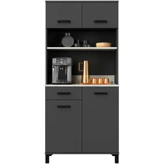 P & B Buffet , Anthrazit, Hellgrau , Metall , 2 Fächer , 1 Schubladen , 80x177x40 cm , Küchen, Küchenmöbel, Buffetschränke