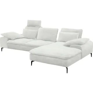 W.Schillig Ecksofa »valentinoo, Designsofa, bequem, elegant und zeitlos, L-Form« inklusive Hocker, mit Sitztiefenverstellung, Breite 299 cm, weiß