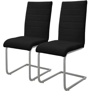 ML-Design Esszimmerstuhl Freischwinger 2er Set Schwarz, Kunsterlederbezug