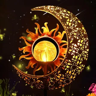 Kizozo Mond Solarlampen für Außen Garten, Solarlampen Garten IP65 wasserdicht, Solarleuchten für außen, Solar Gartenleuchten, Solarkugel für Außen, Terassendeko, Gartendeko für draußen, warmweiß