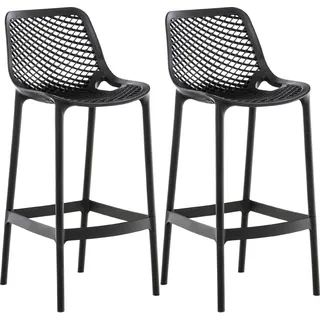 CLP 2er Set Barhocker Air Kunststoff mit Lehne wetterfest UV-beständig bis 160 kg schwarz - Schwarz