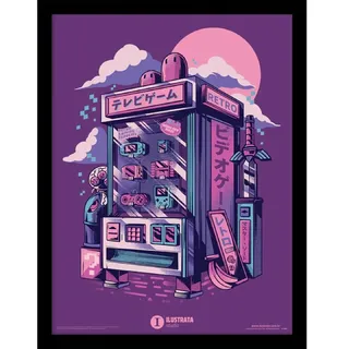 Pyramid International Ilustrata Poster im Rahmen (Retro-Automaten-Design), Wandkunst in 30 x 40 cm Posterrahmen – offizieller Merchandise-Artikel