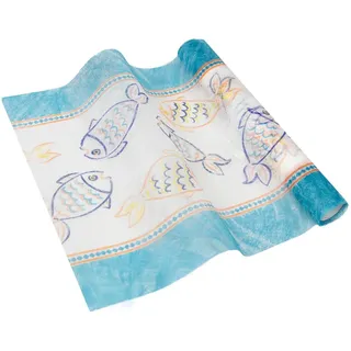 Talking Tables Tischläufer mit Fischmotiven, 2 m, Elegantes böhmisches Dekor für Esstische, Grillabende, Hochzeiten, Gartenpartys, Tierdruck, blau