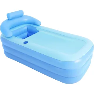 Aufblasbare Badewanne, ergonomische Rückenlehne, Entwässerungsdesign, faltbare Aufbewahrung, Blau