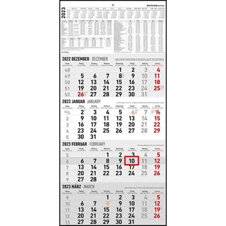 4-Monatskalender 2023 - Büro-Kalender 30x62,8 cm (geöffnet) - mit Datumsschieber - Zettler - 960-0011