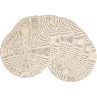 HEYOMART 6er Set Platzsets Rund Geflochtene Tischsets Abwaschbar Beige Rund Platzsets Waschbar Hitzebeständig Platzdeckchen Weihnachten für Hochzeit, Fest, Küche, Dekor - 38cm