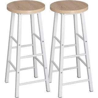 Woltu Barhocker Bistrohocker, Gestell aus stabilem Stahl, Sitzfläche aus mdf, Hell Eiche - Naturbelassen, Weiß