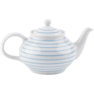 Sallys Porzellan Teekanne - obere Kanne - Pastellblau gestreift