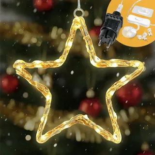 Cobus CozyHome Weihnachts Xmas Lights - LED Fensterstern Warmweiß I Mit Stecker I Fensterdeko Weihnachten Beleuchtet Strom Fensterbild mit Led Christmas Lichterkette Weihnachtsdeko Beleuchteter Stern