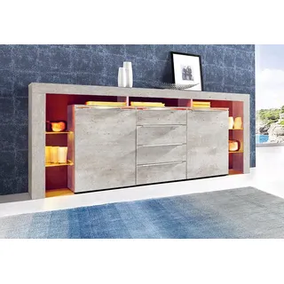borchardt Möbel Lima 192 x 80 x 35 cm grau (beton, optik)