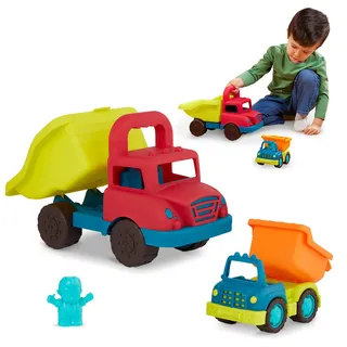 B. toys - Grab-n-Go Truck Set - 2 Muldenkipper - 1 großer LKW & 1 Kleiner LKW - Eingebauter Handgriff & Treiber Spielzeug - Spielzeug-LKWs für Kleinkinder, Kinder