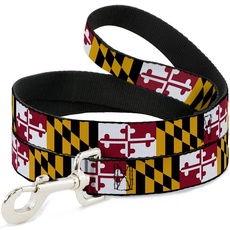 Buckle-Down Dog Leash Maryland Flags 6 Feet Long 1.0 Inch Wide