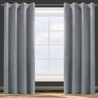 Eurofirany Design91 Samtvorhang Ösen Ösenschal Blickdichte Vorhänge Samt Velours 140x250 Samtvorhänge ROSA (Graphit)