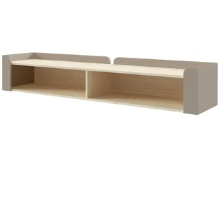 Beautysofa Wandregal Sorella mit 2 offenen Regalböden, 180 cm, Porcini + Eiche Mavelie , Cappuccino, Eichefarben , Holzwerkstoff , 180x33x27 cm , Wohnzimmer, Regale, Wandboards