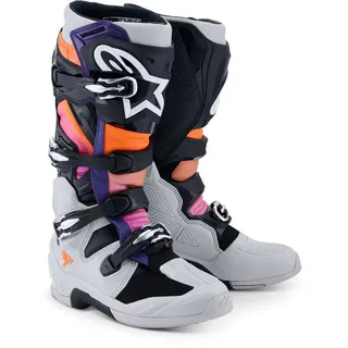 Alpinestars Tech 7 S25, Stiefel - Schwarz/Hellgrau/Orange/Neon-Pink / 11 US