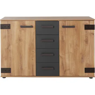 WIMEX »Malmö, Schrank mit 2 Türen und 4 Schubladen, Made in Germany« im rusikaler look, Industrial Design, 130x41x83cm