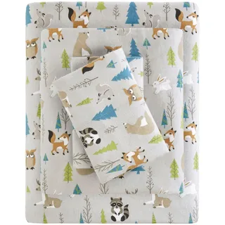 Sleep Philosophy Cozy Flanell-Bettlaken-Set, Baumwolle, Multi Forest Animals, King Size